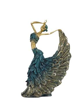 现代孔雀舞女创意人物摆件家居电视柜酒柜桌面树脂工艺品