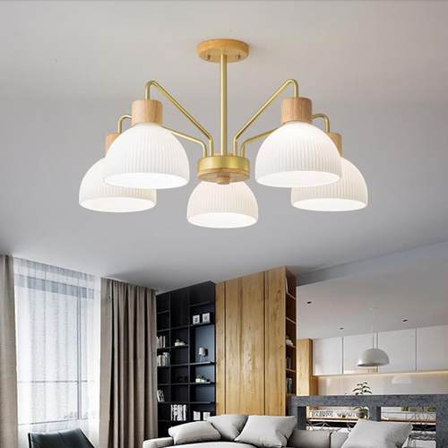 法式复古日式木制主卧室灯中古北欧奶油吊灯侘寂风设计师客厅灯