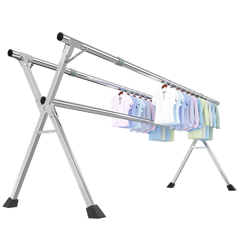 厚不锈钢落地式晾能衣架家用阳台可立折叠晒衣加架多功晾衣服架子