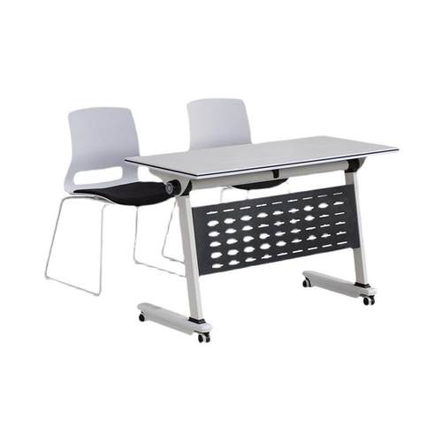 培训桌椅组合可拼接翻板桌移动长条桌带轮子多功能办公折叠会议桌