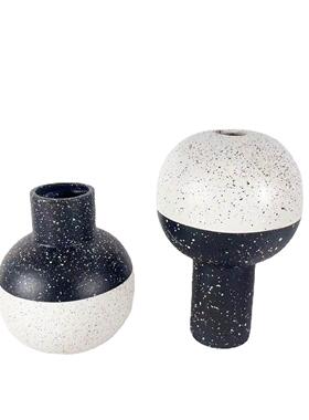 新中式现代黑白肌理圆球陶瓷花瓶样板房会所客厅插干花器软装饰品