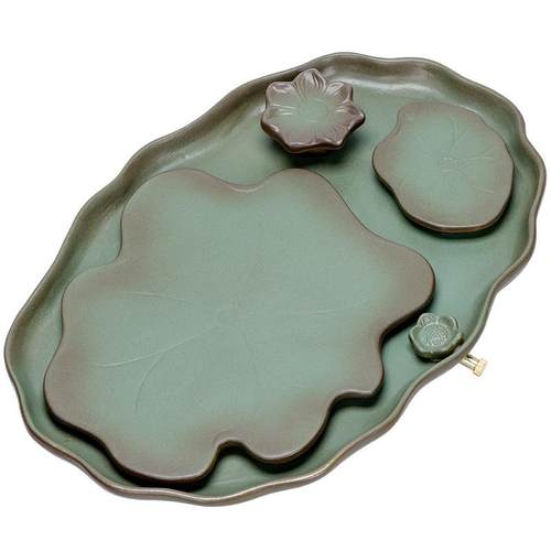 陶瓷家用茶盘大号窑变创意中式干泡茶台功夫茶具带排水泡茶盘