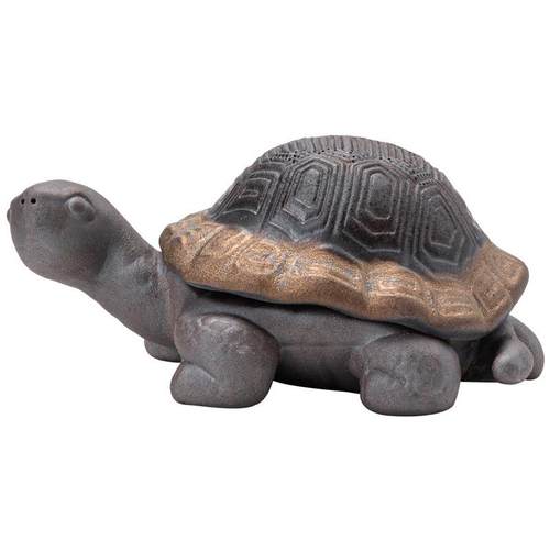 粗陶鎏金乌龟茶漏创意茶水分离器复古泡茶过滤器高档陶瓷茶宠摆件