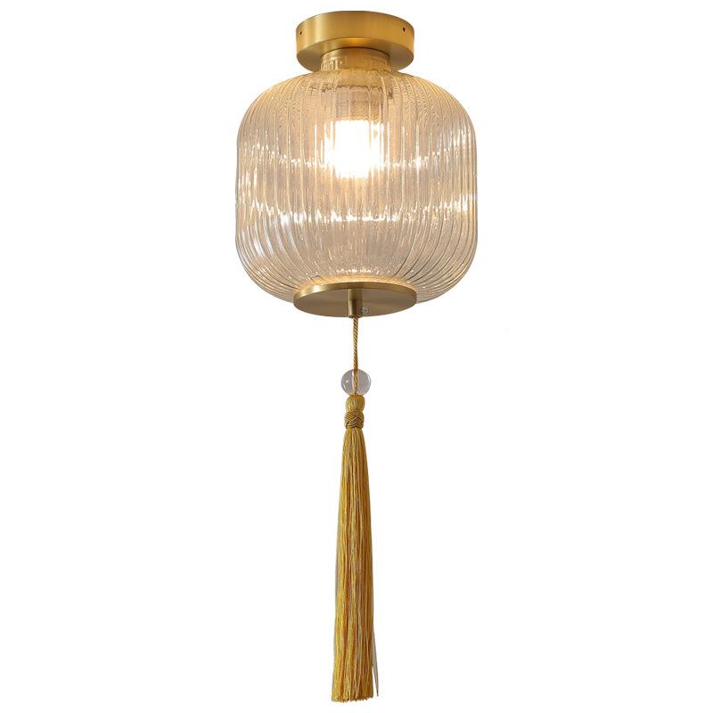 轻奢全关铜小灯过道吊灯走廊灯2022阳年新款玻璃玄台茶室吸顶灯具