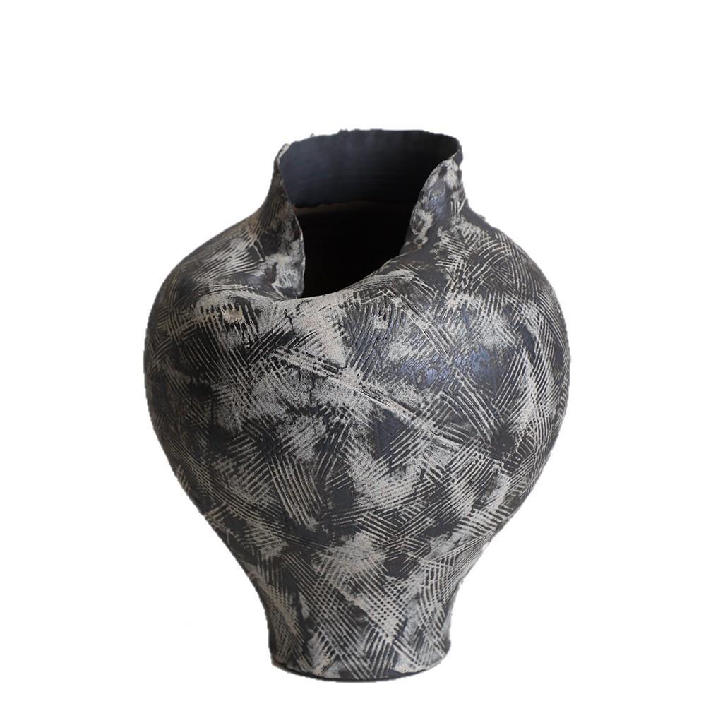 CYL中式古陶瓷花瓶侘寂风民宿装客厅新复插花粗陶异形花器饰高级