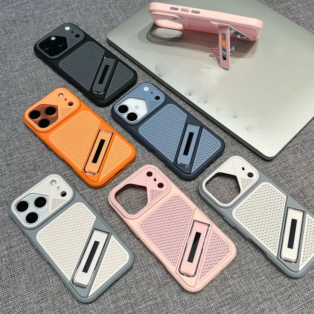 新款支架一体散热蜂窝适用iPhone17promax手机壳苹果16/15pro防摔创意14/15plus保护套14/13/12简约17/16/15