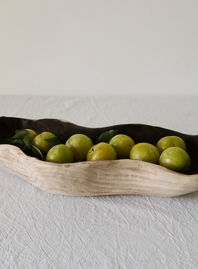 侘寂风云朵形实木果盘木质托盘摆件样板房餐厅装饰复古零食糖果盘