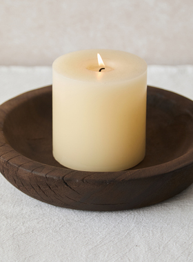 如是/侘寂风复古实木托盘果盘烛台摆件民宿酒店创意装饰品木盘