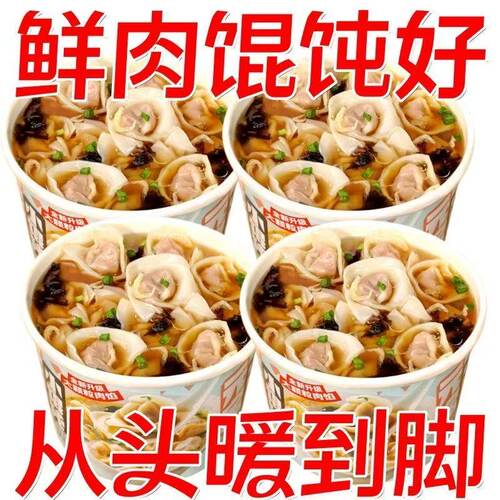 速食小馄饨宿舍早餐方便速食懒人开水冲即食馄饨云吞免煮混沌泡面