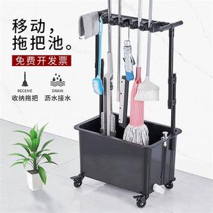 不锈钢拖把架墩布池工厂学校清洁工具整理架 移动拖把池商用落地式