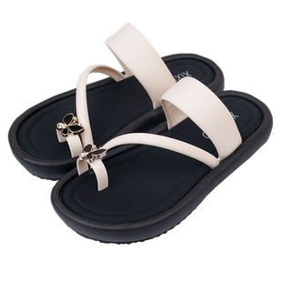 细细条 高级感拼色一字带人字拖2024夏季新款外穿蝴蝶结凉拖鞋女