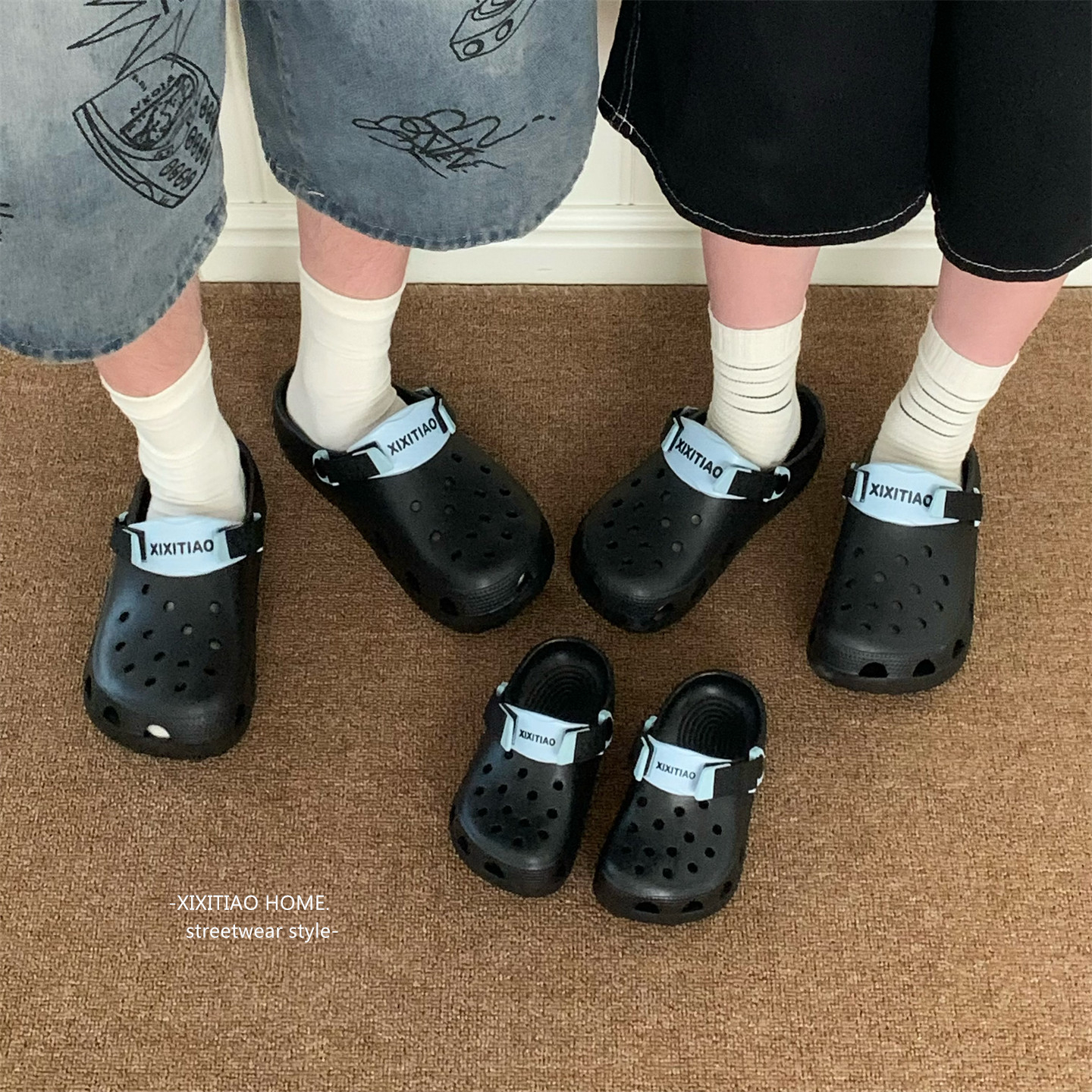 细细条足弓洞洞鞋男女海边