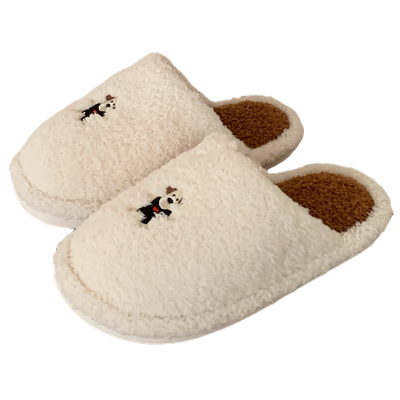 细细条情侣可爱掌门狗包头棉拖鞋