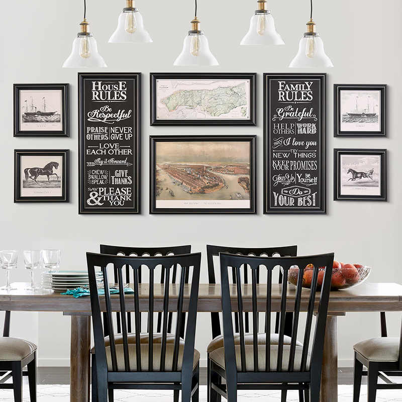 美式客厅装饰画组合家庭挂画背景饭厅餐厅墙面装饰画欧式创意个性图片