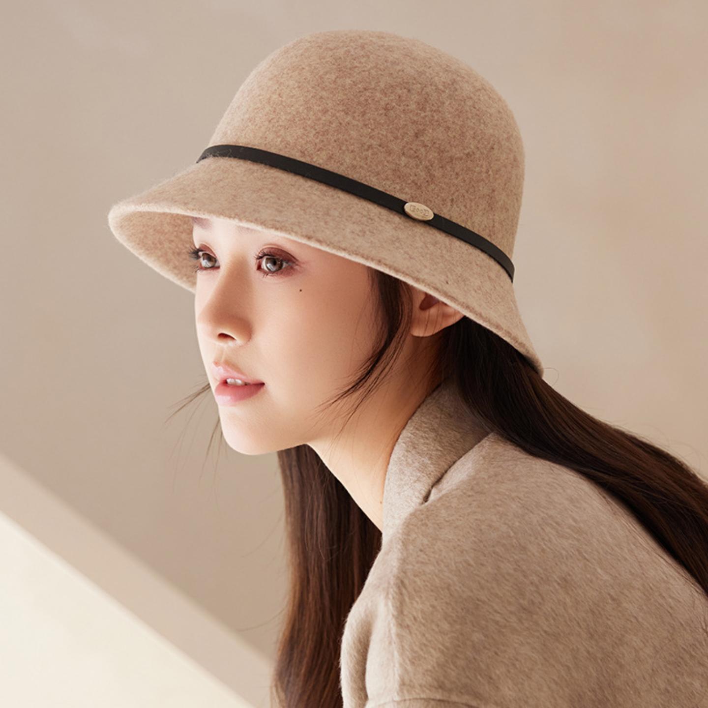 羊毛呢帽子女款秋冬季赫本风法式复古渔夫帽优雅百搭显脸小盆帽