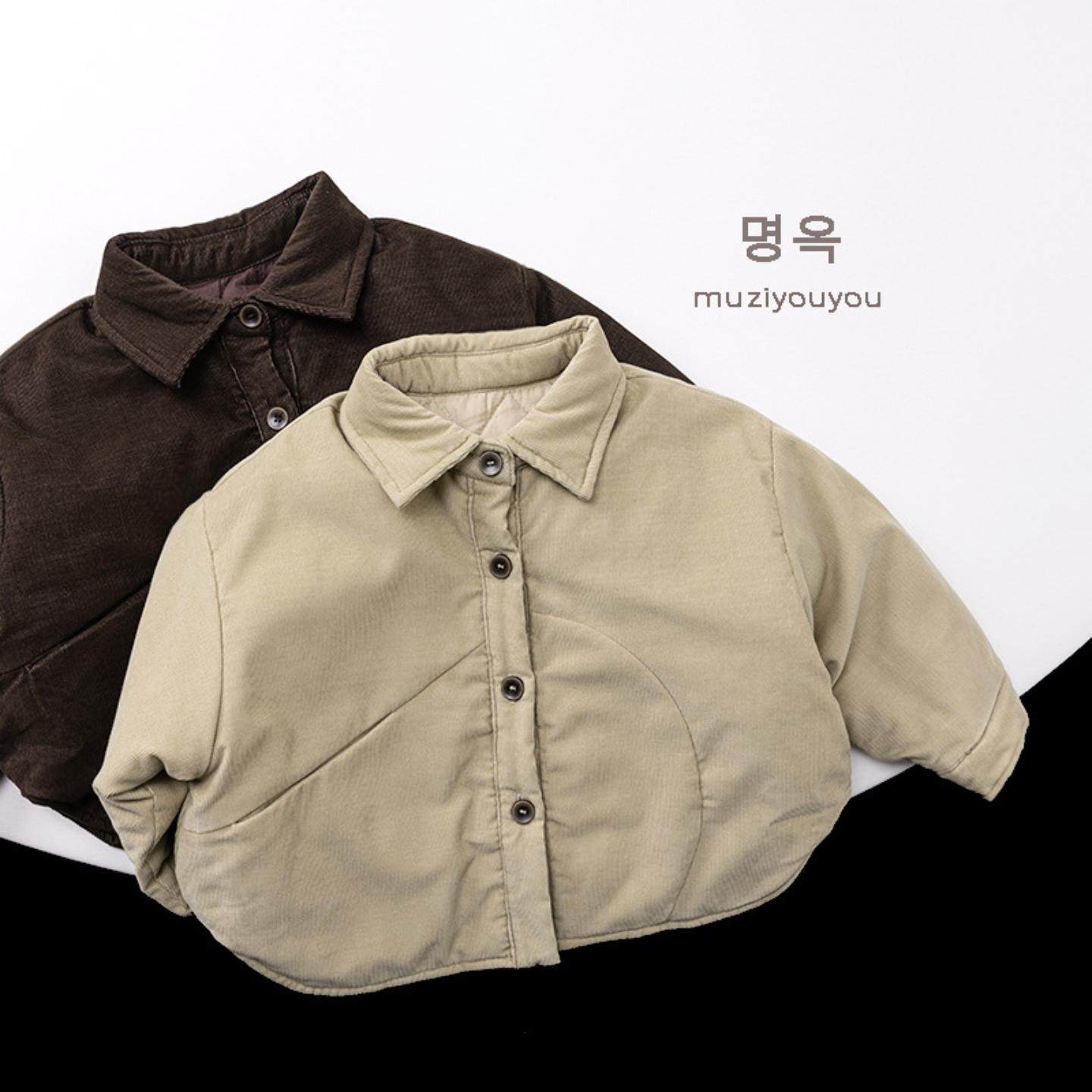 加厚保暖儿童夹棉衬衫男童女童秋冬新款宝宝长袖韩版上衣外套童装