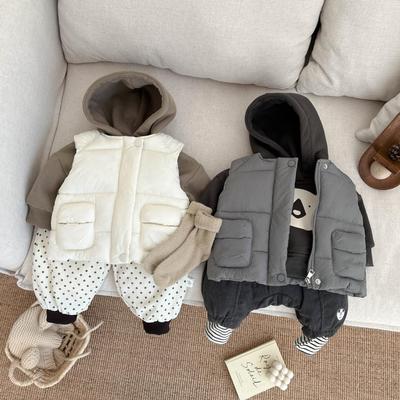 韩版男童冬季夹棉马甲2025新款洋气女宝宝外穿背心婴儿加厚坎肩潮