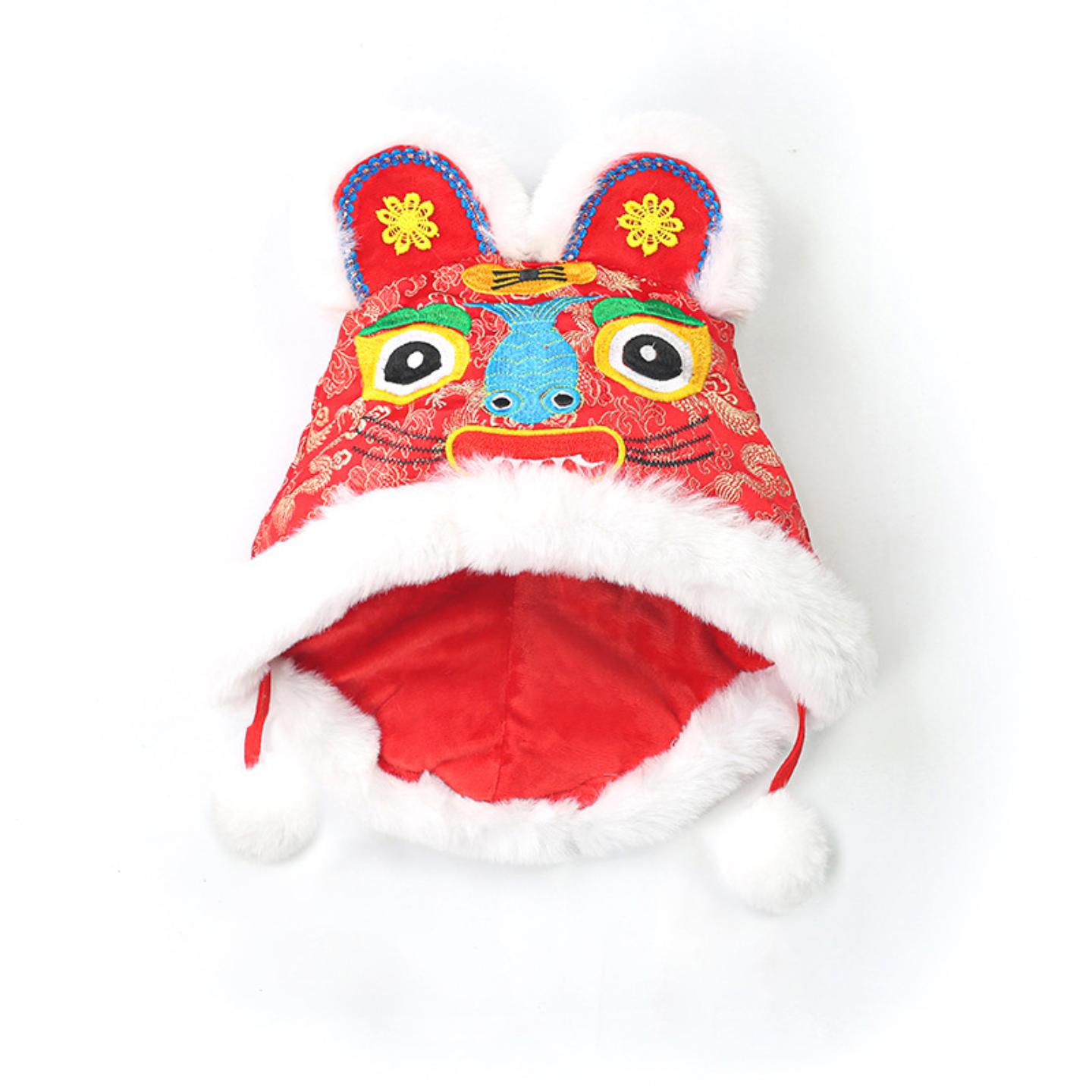 新款宝宝虎头帽儿童新年棉帽子传统国风刺绣帽满月百天周岁老虎帽