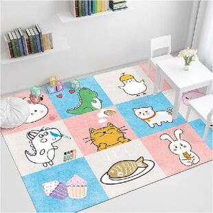 Beige Cute Animal Print Rug Large Size Living Room Rug Baby