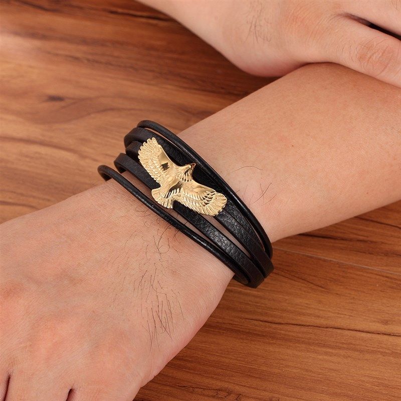 3 Layers Steel Punk Style Magnetic Buckle Mens Multi-Layer