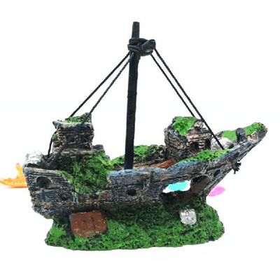 极速Wreck Sunk Ship Aquarium Ornament Sailing Boat Fish Tank