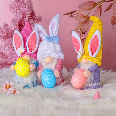 极速New Easter Faceless Gnome Rabbit Doll Handmade Reusable