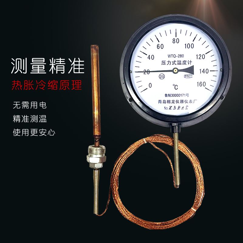 。WTQ/WTZ-280压力式温度计物理感应锅炉印染工业水油温化工温度