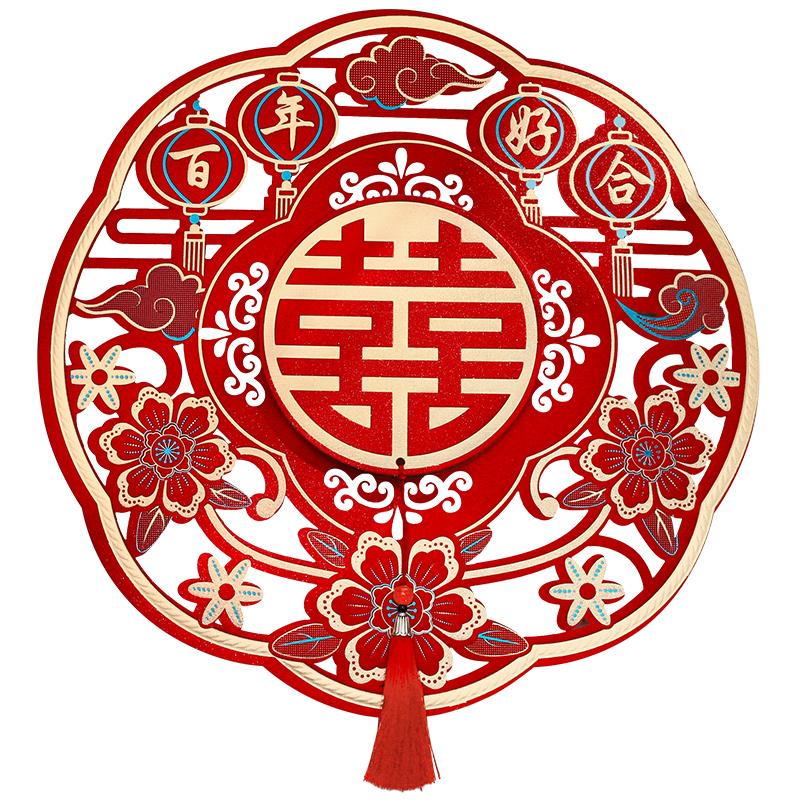 结婚场景布置婚房装饰喜字贴卧室门农村婚礼女方娘家新房客厅房门