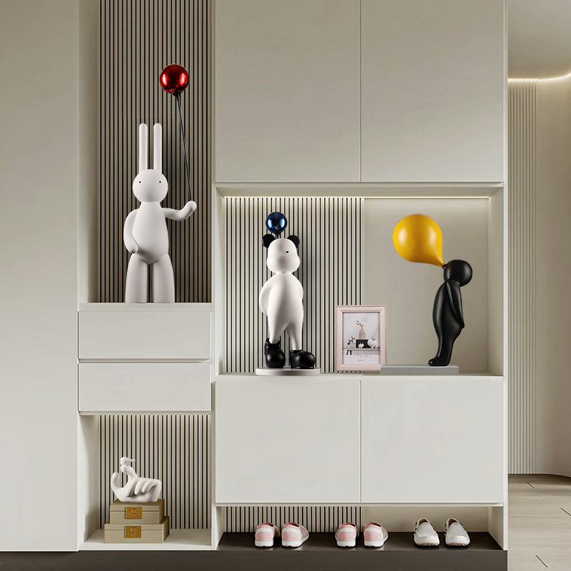 现代创意气球雕塑摆件客厅玄关柜电视柜落地展厅酒店售楼处装饰品