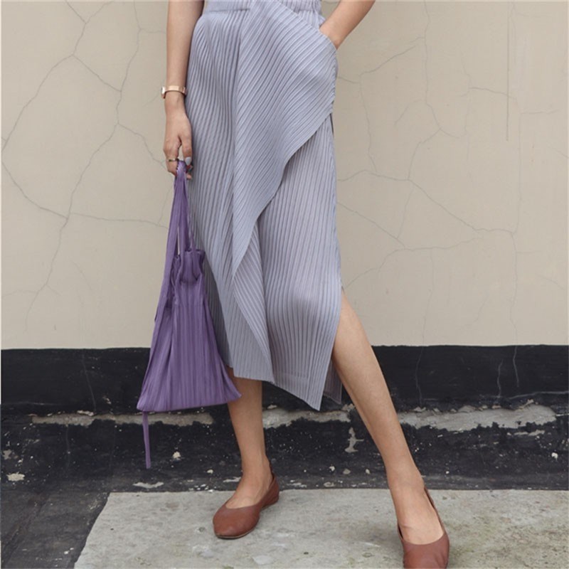 Hzirip New Spilt Irregular Elastic Waist Setwear All Match E