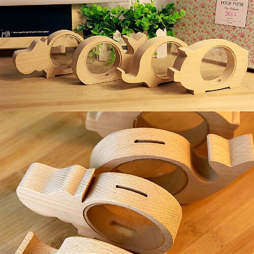 极速g Box, Elephant Design Money Box,Wood Animals Money Bank