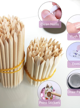 Lurayee Nail Cuticle Pusher Orange Wood Sticks Nail Manicure