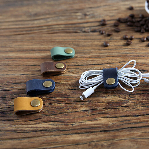极速1 Pcs Leather Cable Winder Wire Organizer Data Line Hold