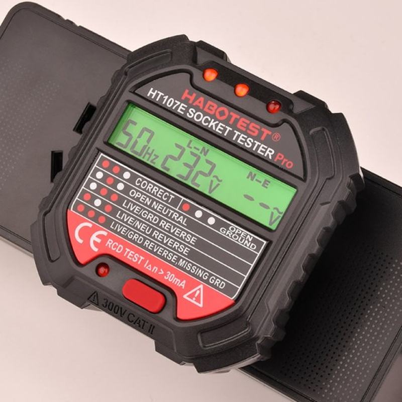 HT107 Socket Tester Voltage Test EU/UK/US Plug Line Tester R