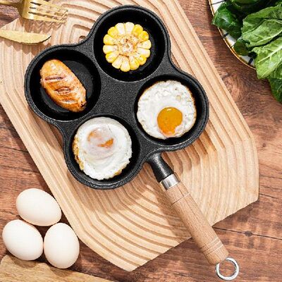极速4-Holes Non-Stick Cast Iron Omelet Frying Pan Skillet