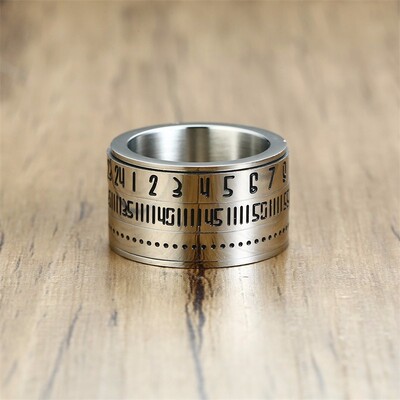 极速14MM Wide Mens Arabic Numerals Time Spinner Rings in