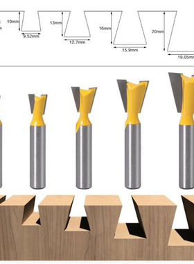 5pcs Shank Dovetail Joint Router Bits Set 14 Degree