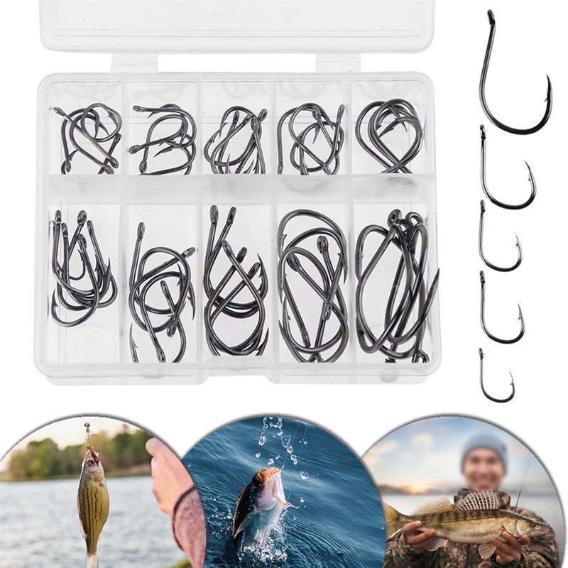 Swivel Metal Snaps Fishhook Lure Tackle Kit 50Pcs Sea
