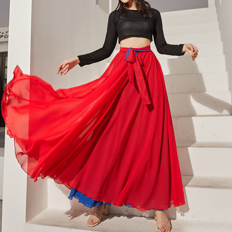 2022 Dance Skirts Chiffon Long Skirts For Women Elegant Casu