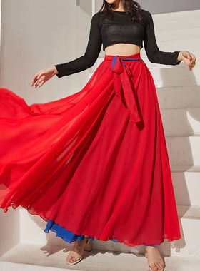 2022 Dance Skirts Chiffon Long Skirts For Women Elegant Casu