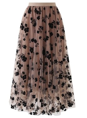 HI-FASHION High Waist Long Mesh Skirt Tulle Skirt Women Spri