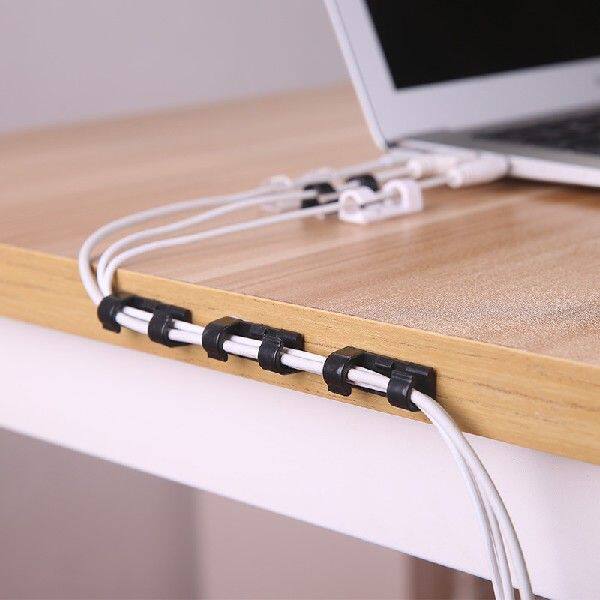 Self Stick Wire Cable Cord Clips Clamp Table Wall Tidy