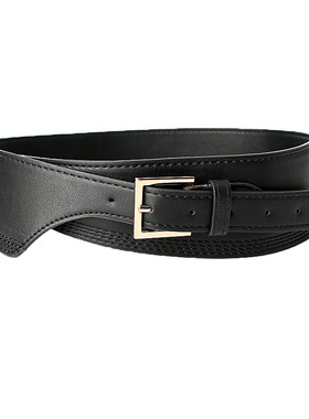 New Fashion Belts for Women PU Leather Gold Square Pin Buckl