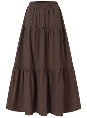 Autumn Summer Long Skirts Vintage Womens Ruffles Skirt Spri