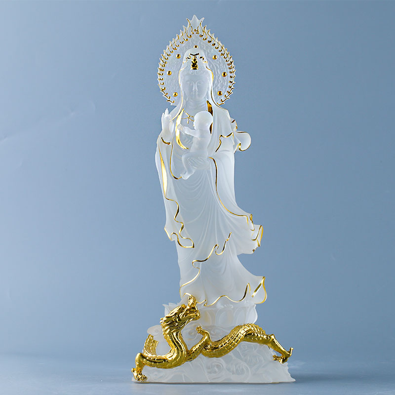 古法琉璃送子观音菩萨摆件求子娘娘佛像家居供奉工艺品桌面高端