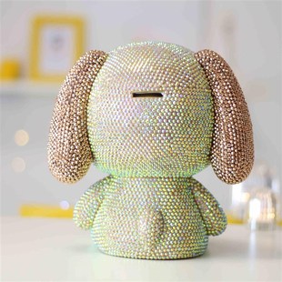 贴钻小黄狗摆件狗狗存钱罐男孩大容量大号宝宝储蓄罐创意储钱罐