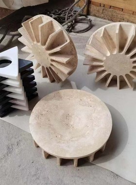 35CM侘寂风黄洞石托盘摆件样板房售楼部卧室书房客厅桌面玄关饰品