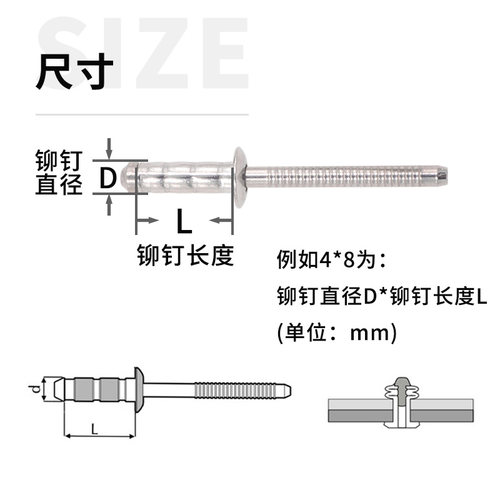 极速双鼓铆钉304不锈钢鼓型抽芯铆钉沉头圆头双股铆钉多鼓拉钉拉