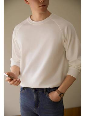 Uder重量级300克拉格长底袖t恤搭男士纯棉a春秋季新款休闲内白色