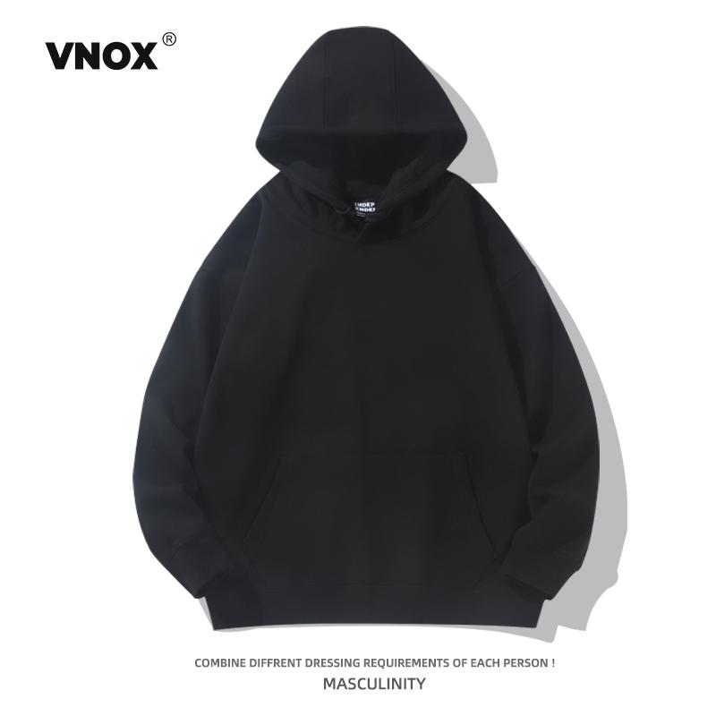 黑色纯色重磅连帽卫衣男秋冬款美式男生外套情侣宽松长袖上衣帽衫